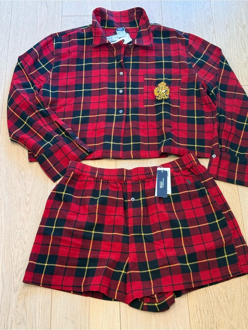 Ralph Lauren Plaid Pajama Set ❤️🖤 Polo Crest Sleepwear Set Quiet Luxury Designer